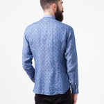 Linen Button Up in Blue Diamond