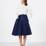 Full Collar Poplin Blouse in Off White