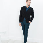 Hidden Placket Cardigan in Black