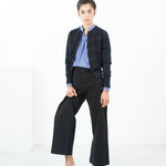 Quilt Pattern Cardigan in Black/Navy