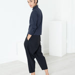 Wrinkled Tux Shirt in Navy