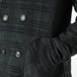 Double Breasted Hoodie in Forest Plaid