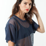 Mesh Over Tee in Navy