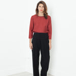 Pleated Waistband Trouser in Black