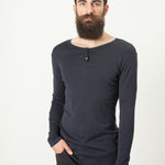 Cotton Henley in Blue Grey