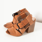 Buckle Strap Heel in Brown