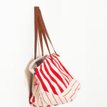 Woven Oversized Tote in Red Stripe
