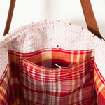 Woven Oversized Tote in Red Stripe